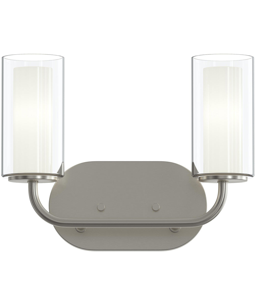 Mack 2-Light Vanity Light with Layered Glass Shades Brushed Nickel