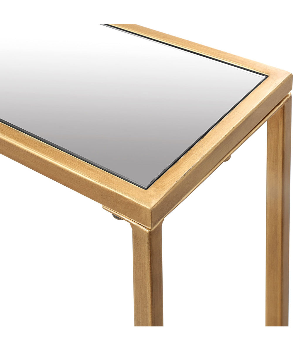 Console Table with Mirrored Shelves in Warm Gold