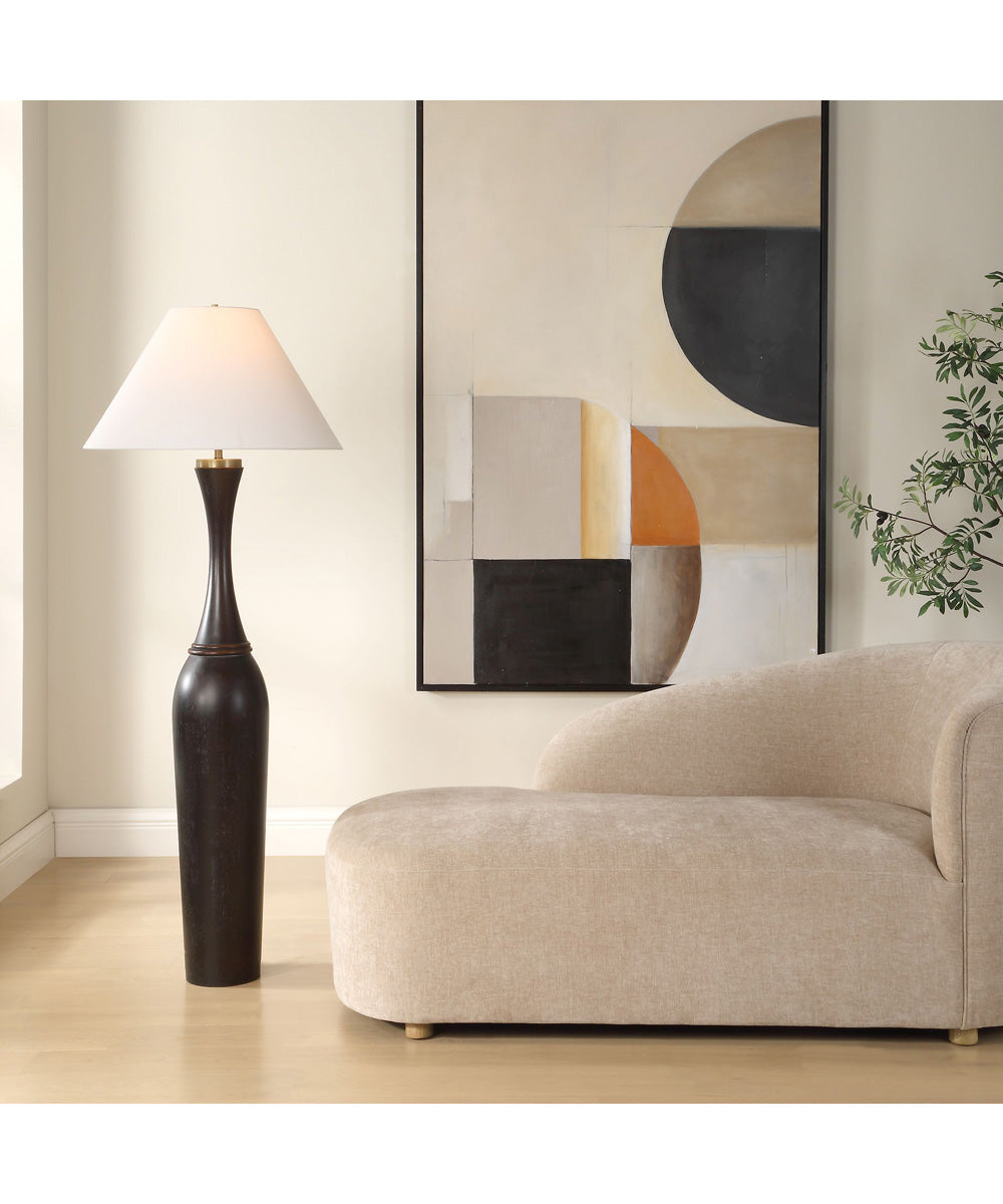 Pravin Dark Wood Floor Lamp