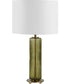 Table Lamp with Transparent Olive Green Glsas and Brass Plated Accents