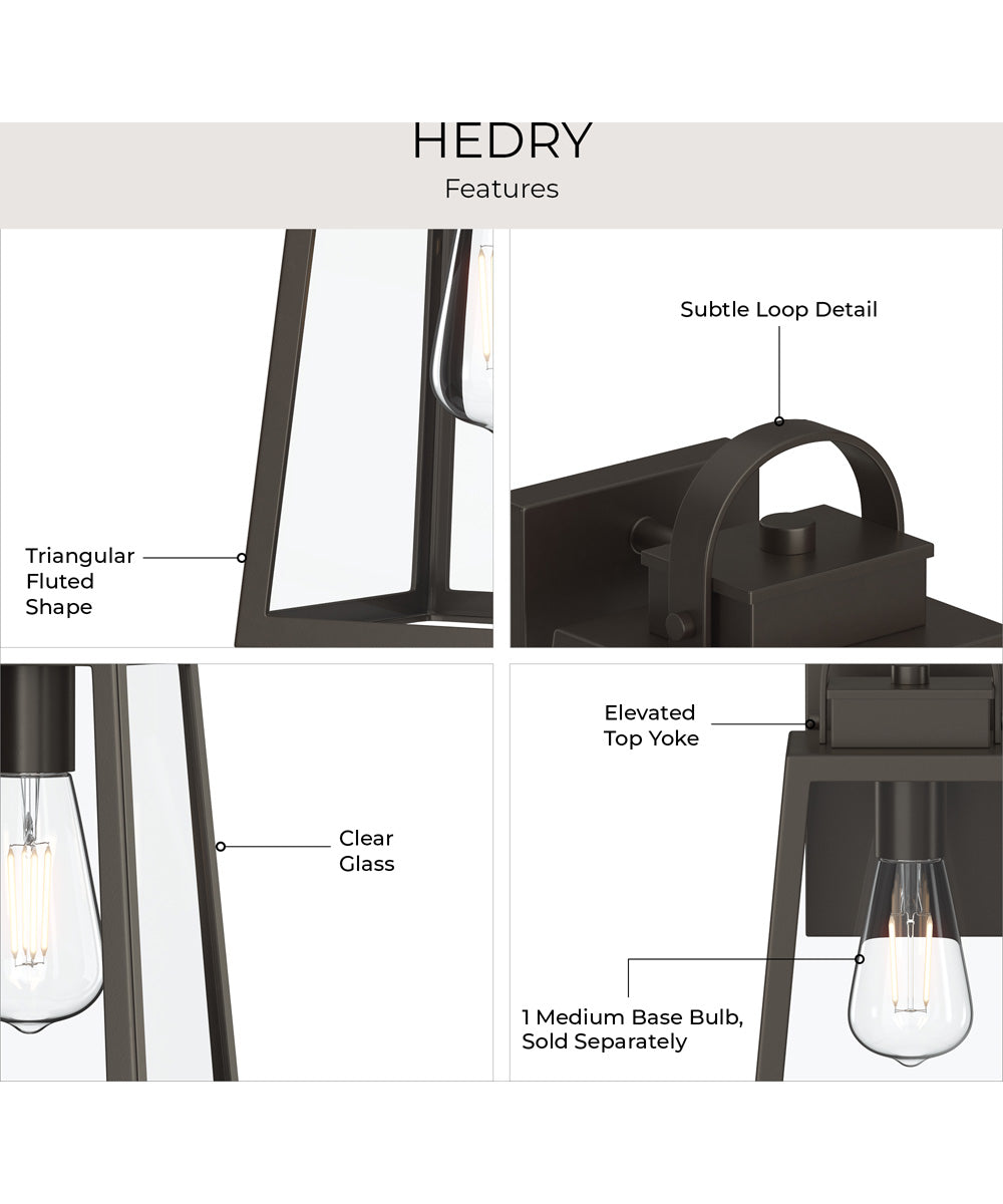 Hedry Medium Outdoor Wall Lantern with Clear Glass Panels Antique Bronze