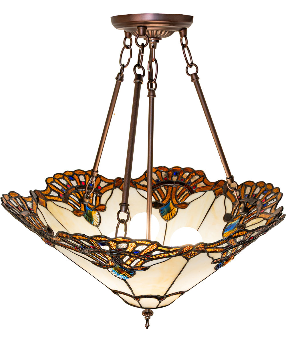 20" Wide Shell with Jewels Semi-Flush Mount