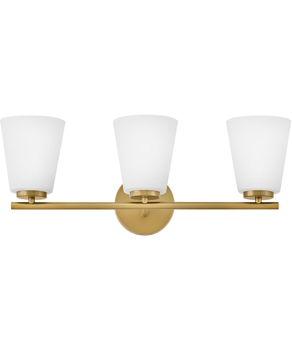 Bri 3-Light Medium Three Light Vanity in Lacquered Brass
