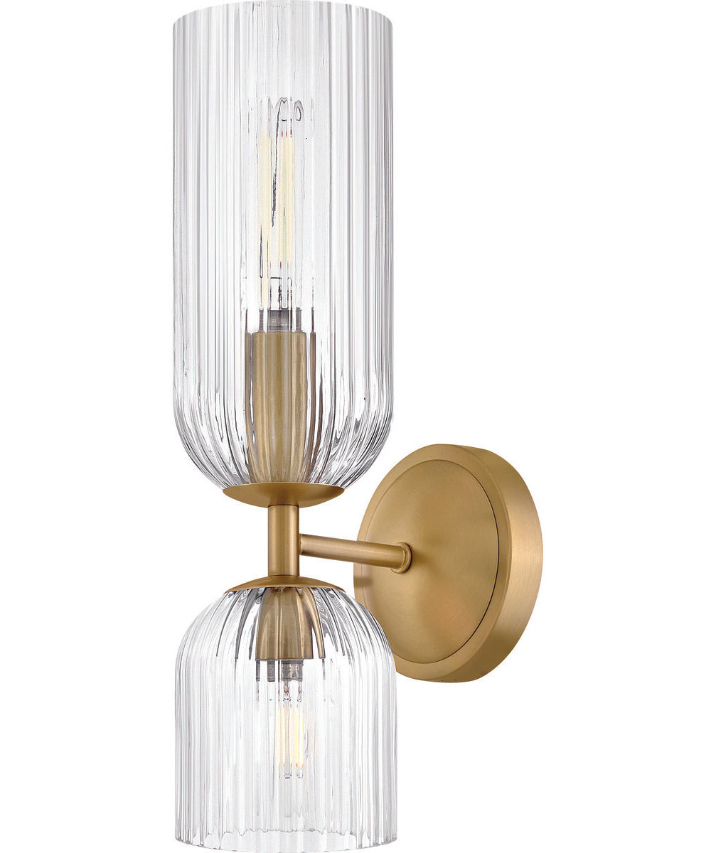 Ava 2-Light Medium Two Light Sconce in Lacquered Brass