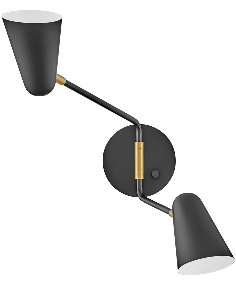 Birdie 2-Light Large Two Light Sconce in Black