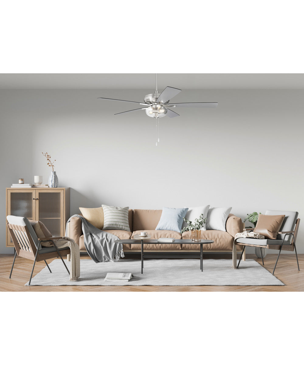 EOS 2 Light Clear Bowl 52" Ceiling Fan 2-Light Fan Brushed Polished Nickel