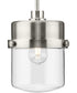 Beckner 1-Light Clear Glass Urban Industrial Pendant Light Brushed Nickel