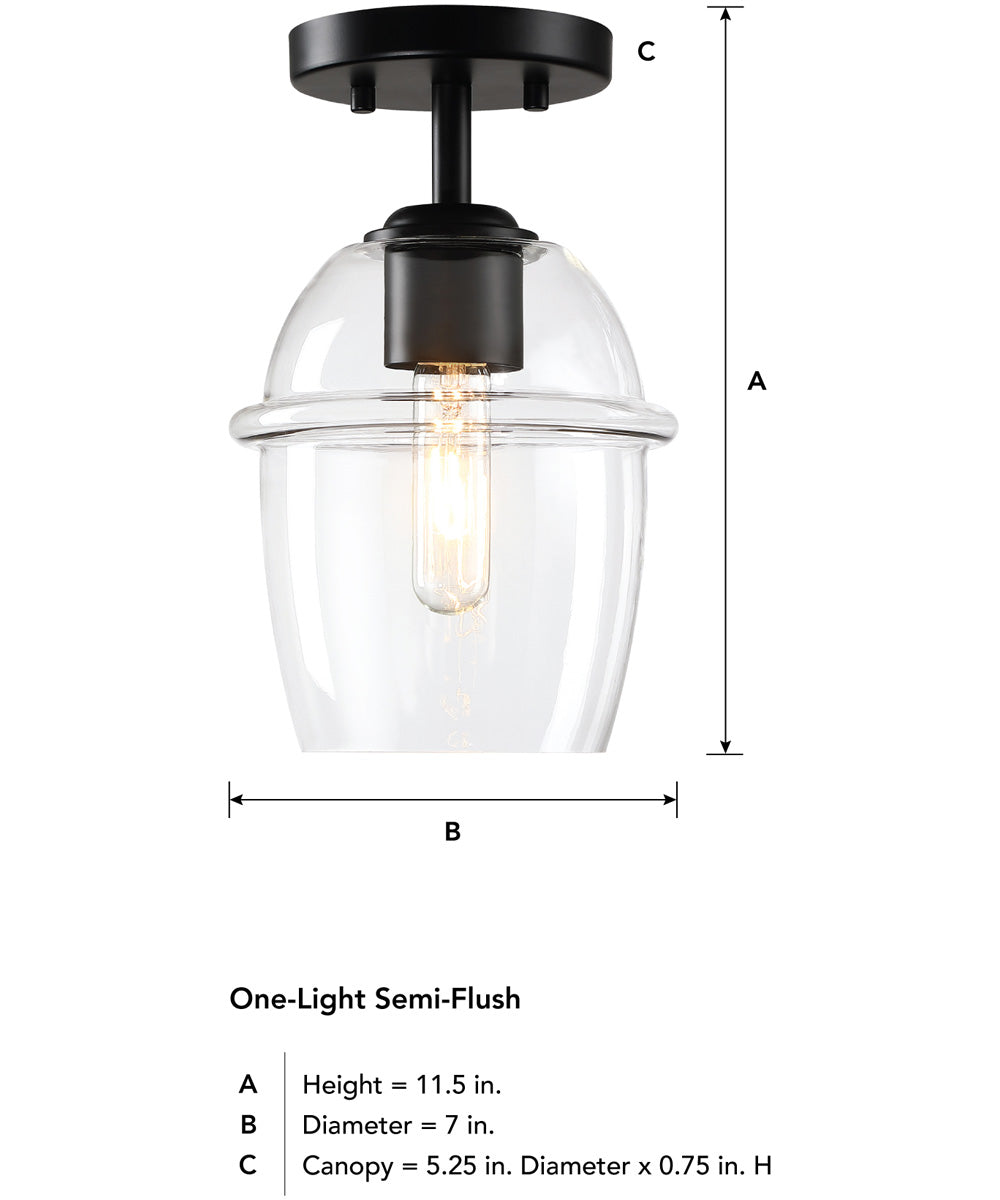 Summer Jazz 1 Light Semi Flush Mount Matte Black