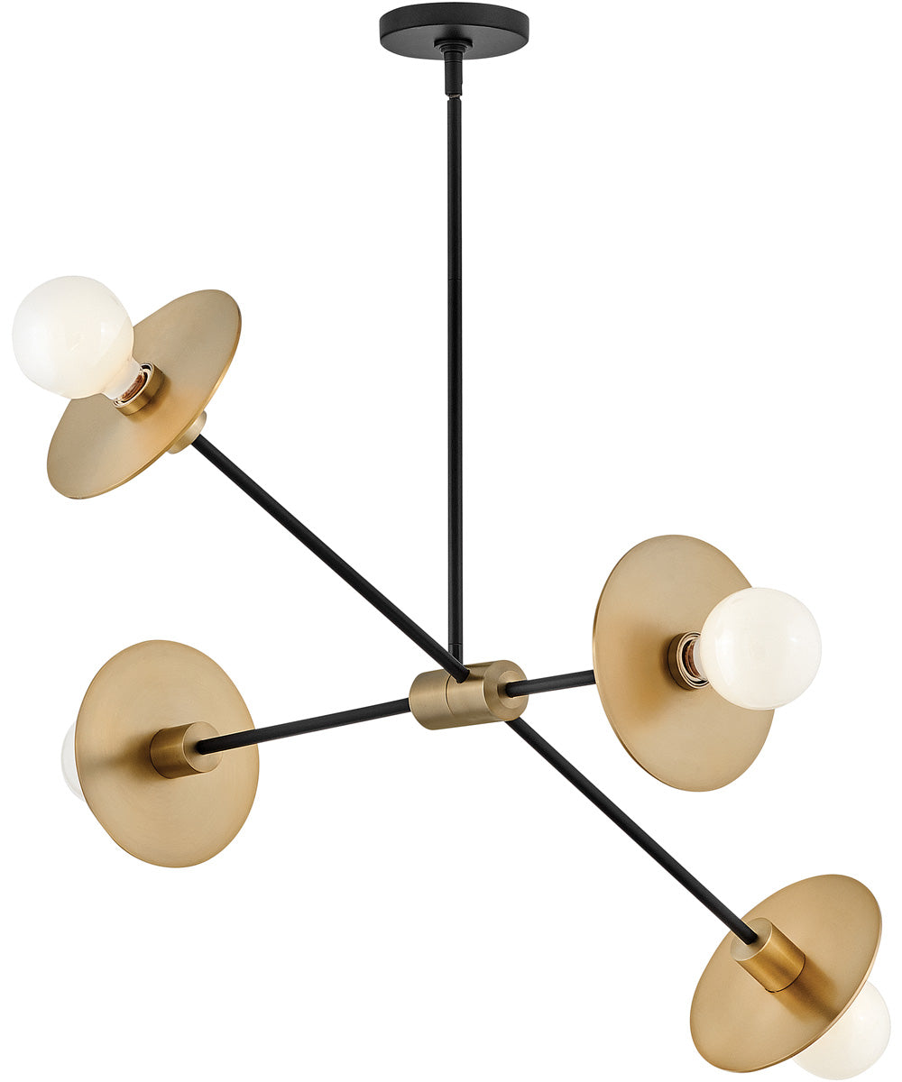 Lulu 4-Light Medium Mobile Single Tier in Lacquered Brass