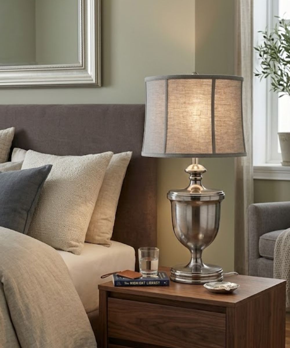 31"H 3-Way Table Lamp Antique Nickel