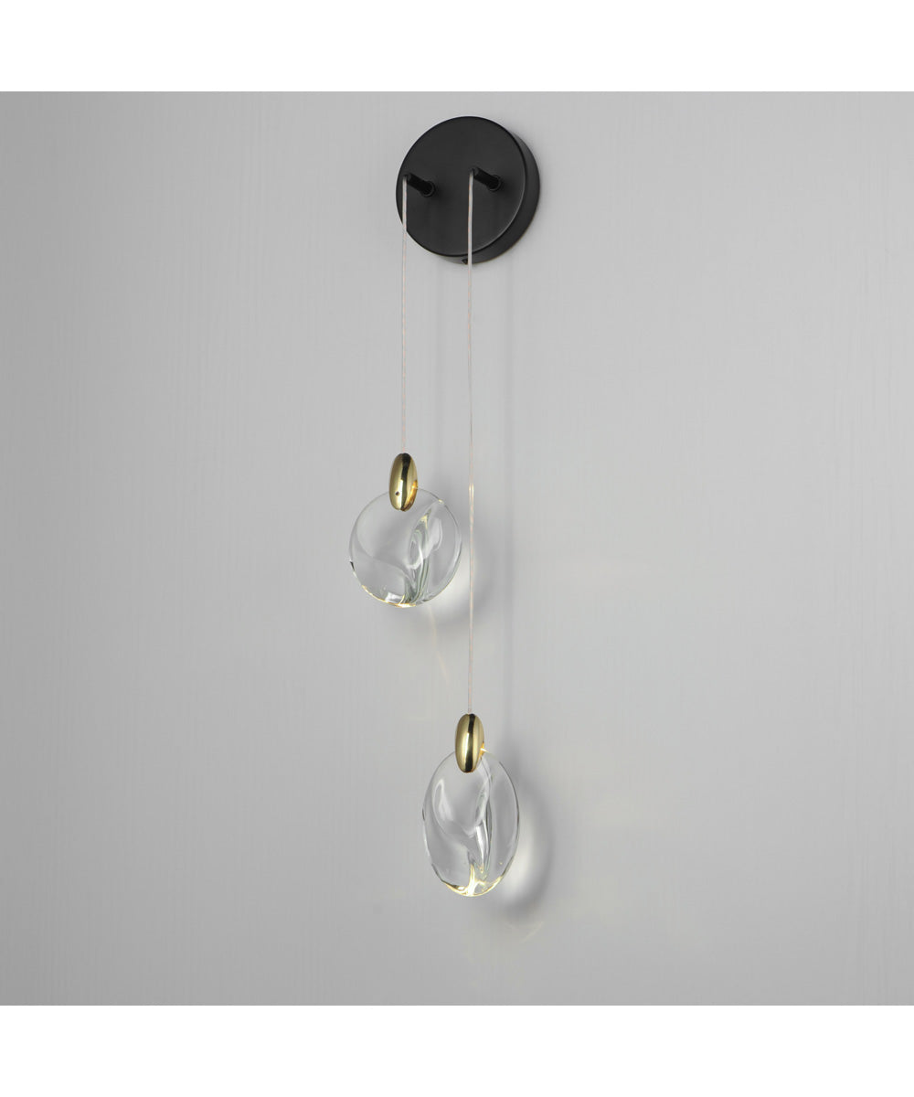 Pebble 2-Light Wall Sconce Black / Polished Gold