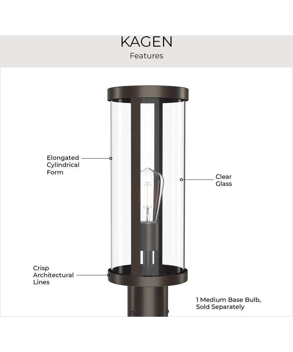 Kagen Outdoor Post Light with Clear Glass Panels Antique Bronze