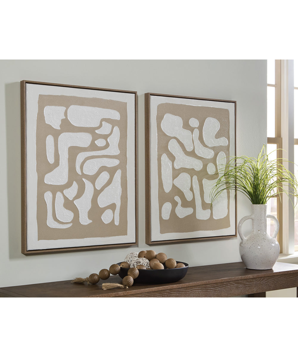 Waldett Wall Art Set Set of 2 Beige/White