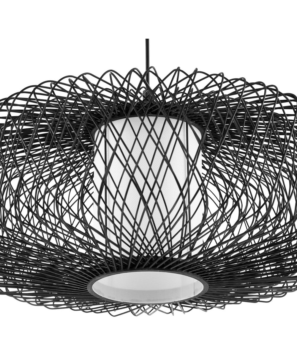 Cordova 1-Light Large Pendant Black Rattan