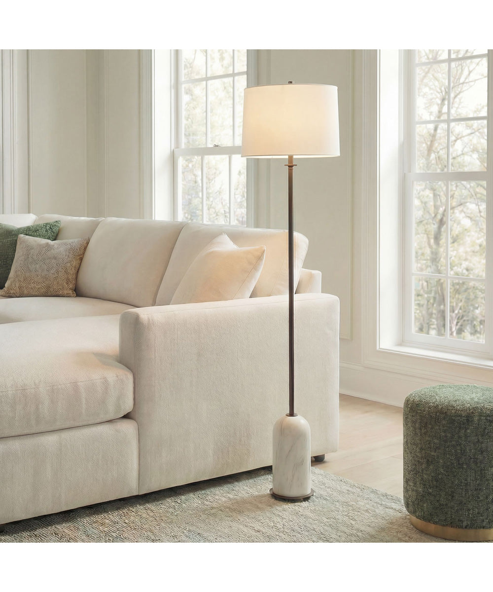 1-Light Floor Lamp with Marble-Look Base in Dark Bronze