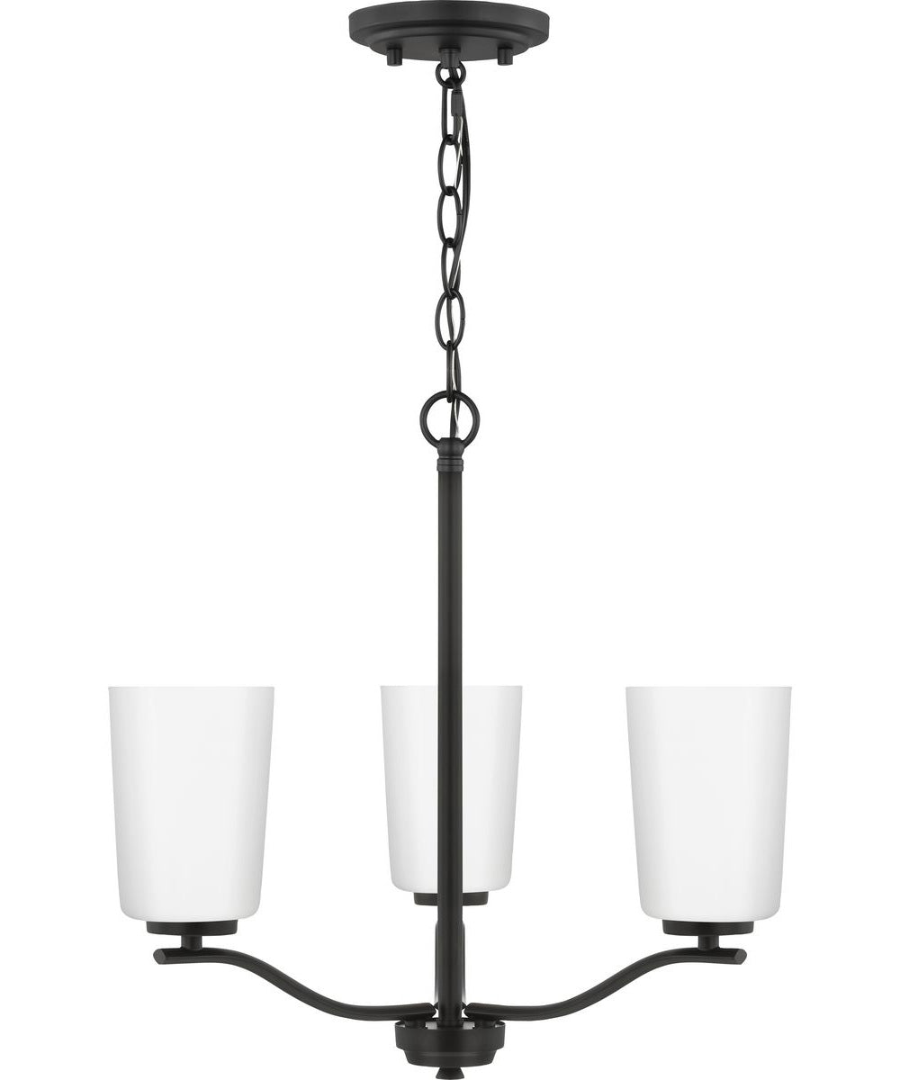 Adley 3-Light Etched White Glass Semi-Flush Convertible Light Matte Black