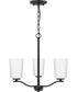 Adley 3-Light Etched White Glass Semi-Flush Convertible Light Matte Black