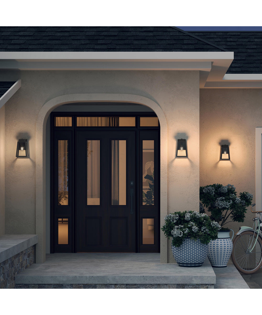 Hedry Small Outdoor Wall Lantern with Clear Glass Panels Matte Black