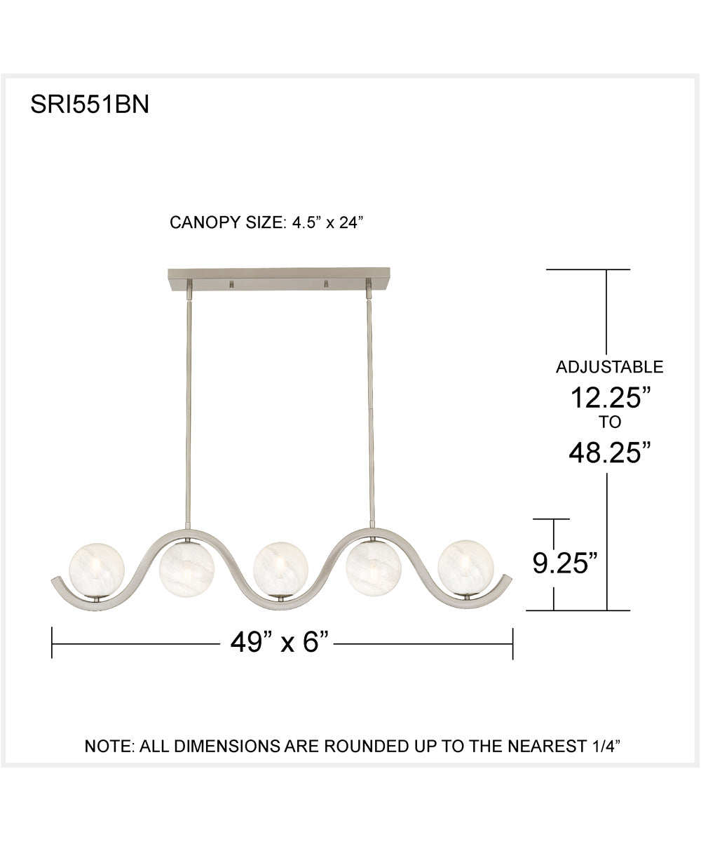 Spherical 5-light Island Light Brushed Nickel