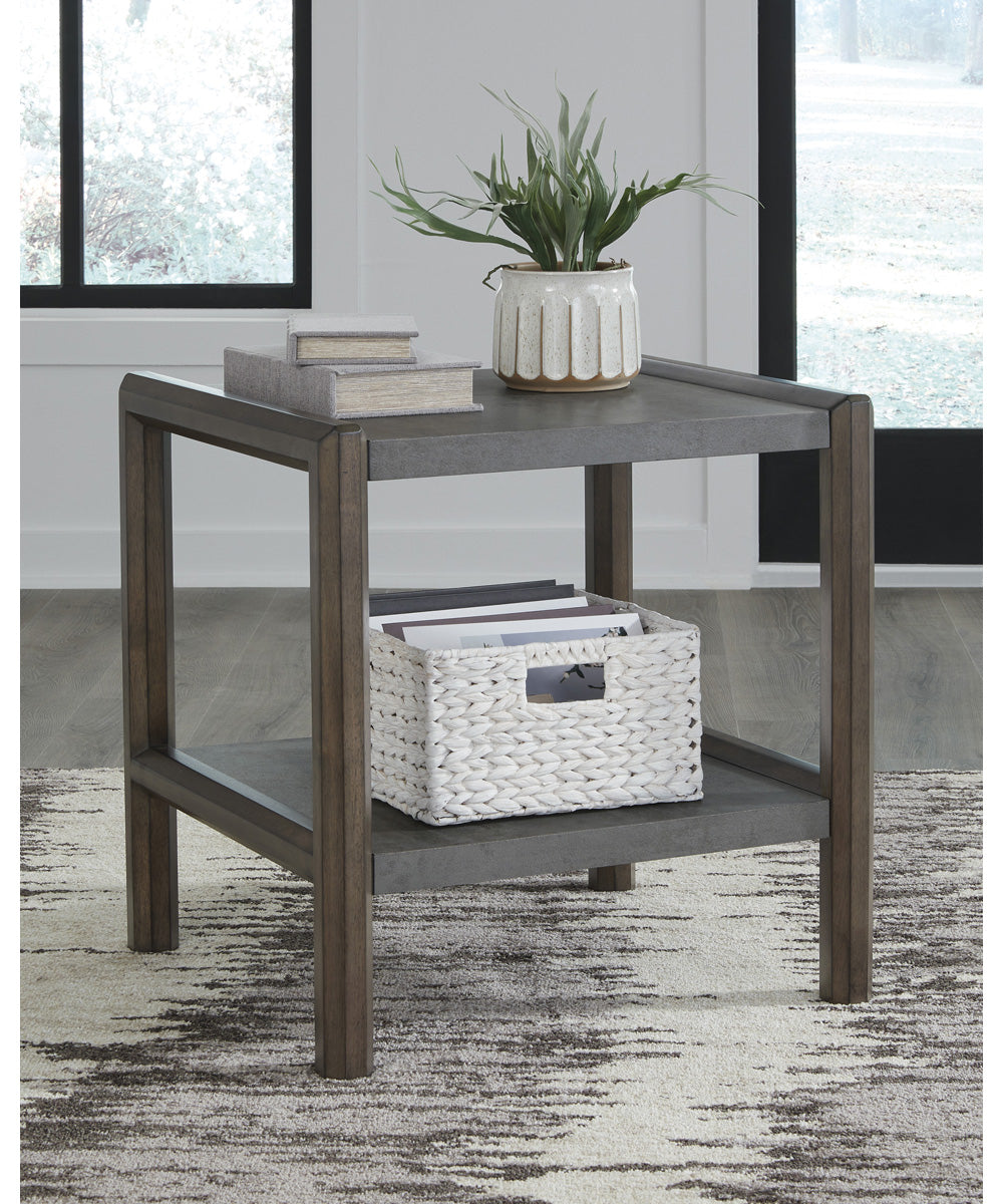 Kallenny Rectangular End Table Brown/Gray