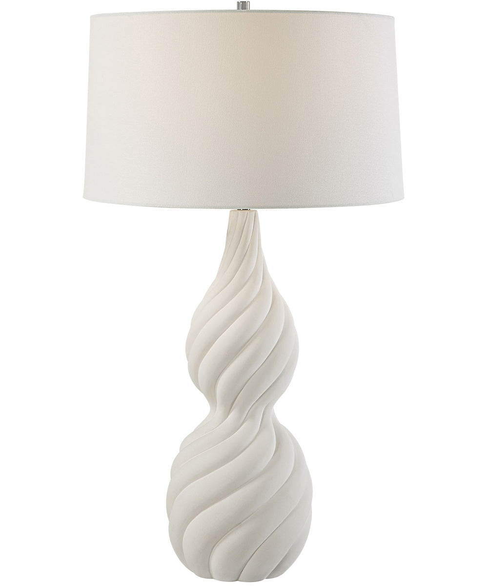 Twisted Swirl White Table Lamp
