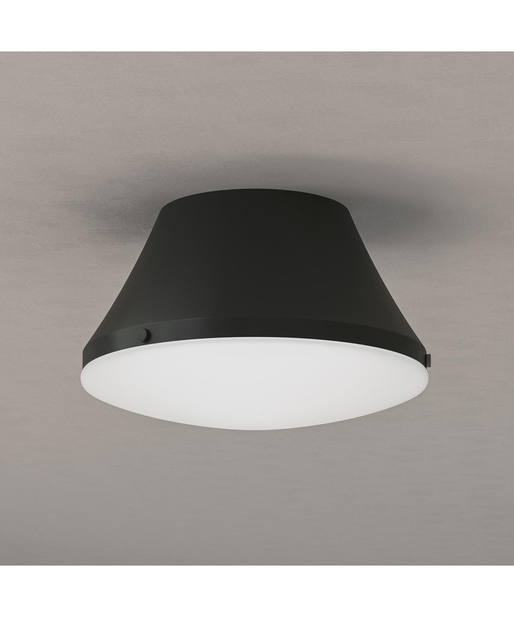 Avra Medium 2-Light Flush Mount with Etched White Glass Shade Matte Black