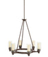 26"w Circolo 6-Light Chandelier Light Olde Bronze Finish with Dual Clear + Umber Glass Shades