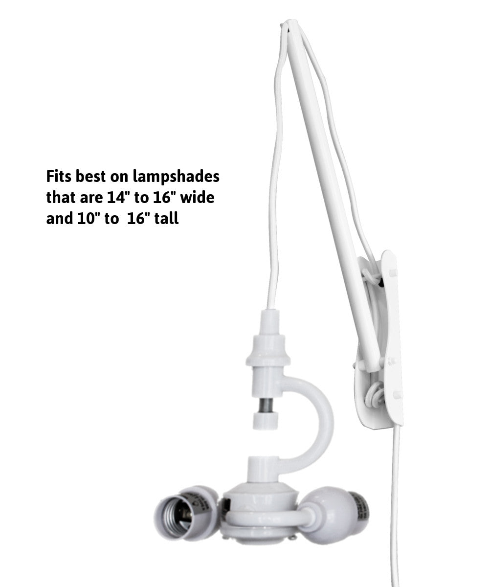 8"W The MAST 2 Light Wall Arm Converts Your Lampshade to a Wall Pendant  White