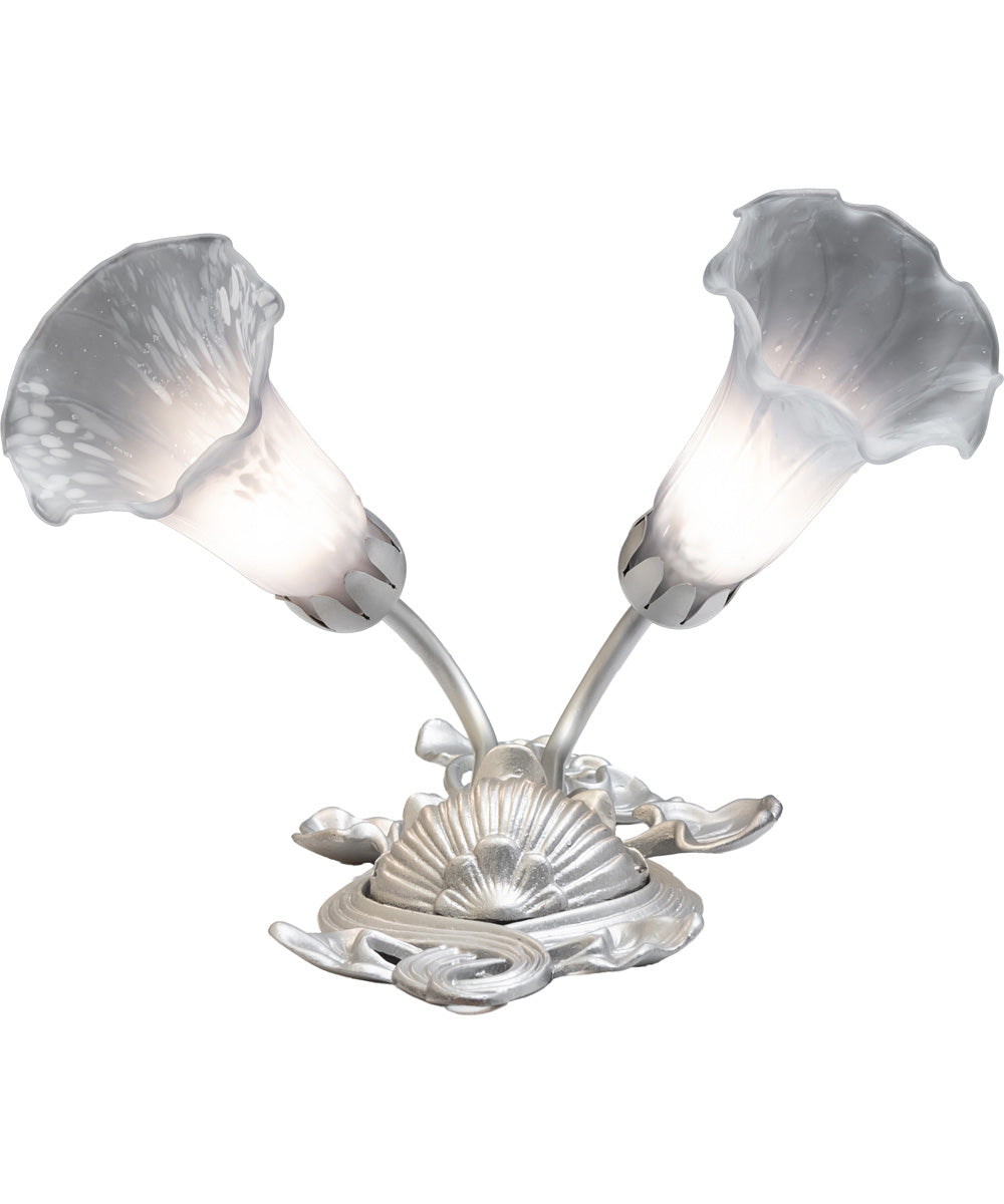 14" Wide Gray Tiffany Pond Lily 2 Light Wall Sconce