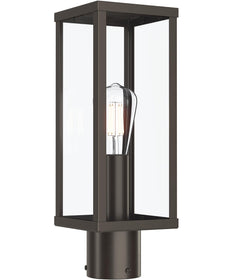 Ryle 1-Light Post Mount Lantern with Clear Glass Panels Antique Bronze