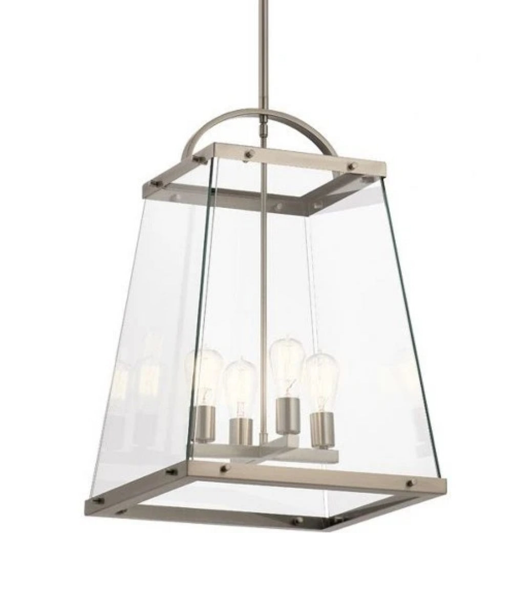 Darton 18"W 4-Light Classic Pewter Large Foyer Pendant with Clear Glass by Kichler