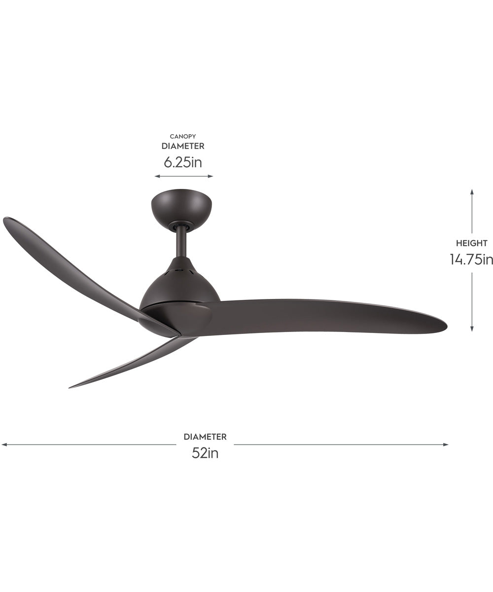 Nirra 52-in. 3-Blade Modern Ceiling Fan Satin Natural Bronze