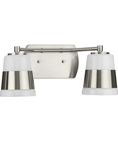 Haven 2-Light Opal Glass Luxe Industrial Bath Light Brushed Nickel
