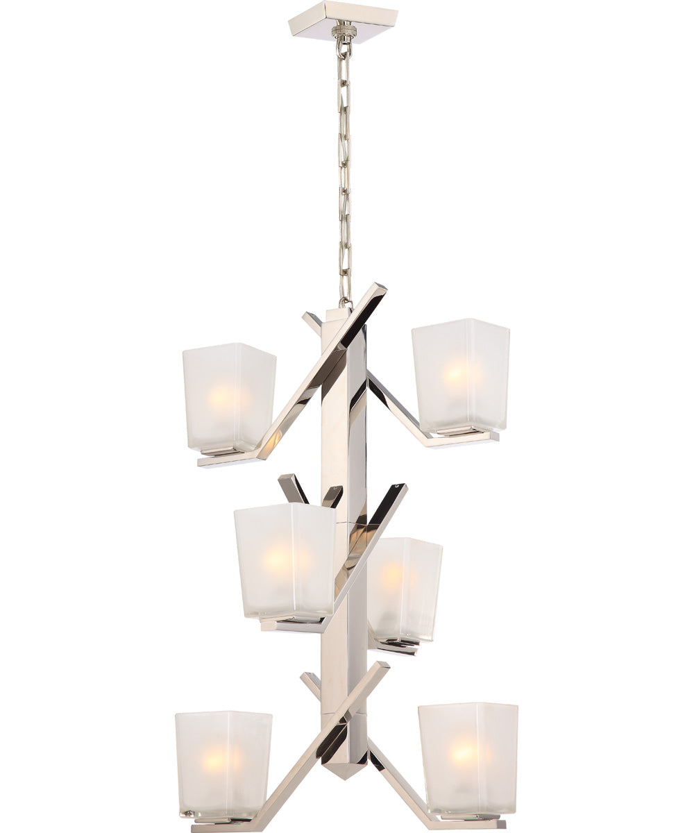 19"W Timone 6-Light Pendant Polished Nickel