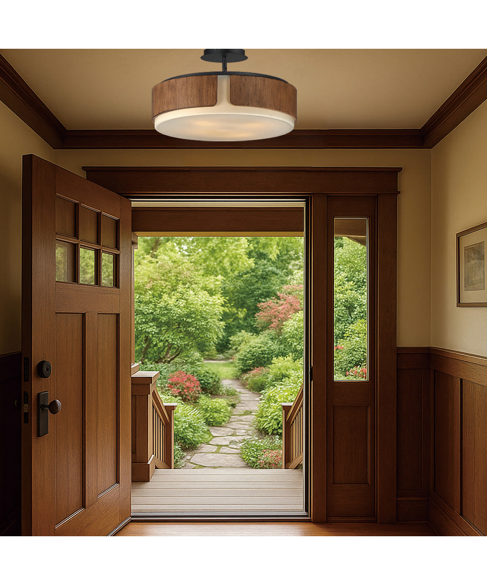 Draughtsman 18 inch Semi Flush Mount - Pendant Walnut / Black