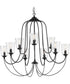Bowman 9-Light Clear Chiseled Glass Coastal Chandelier Light Matte Black
