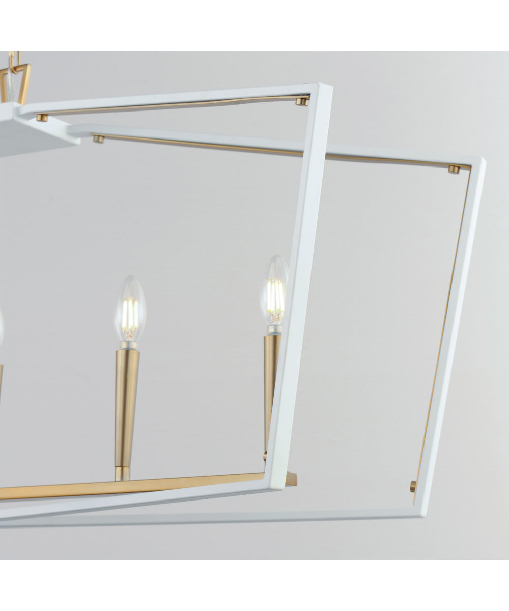 Melrose 6-Light Linear Pendant White/Natural Aged Brass