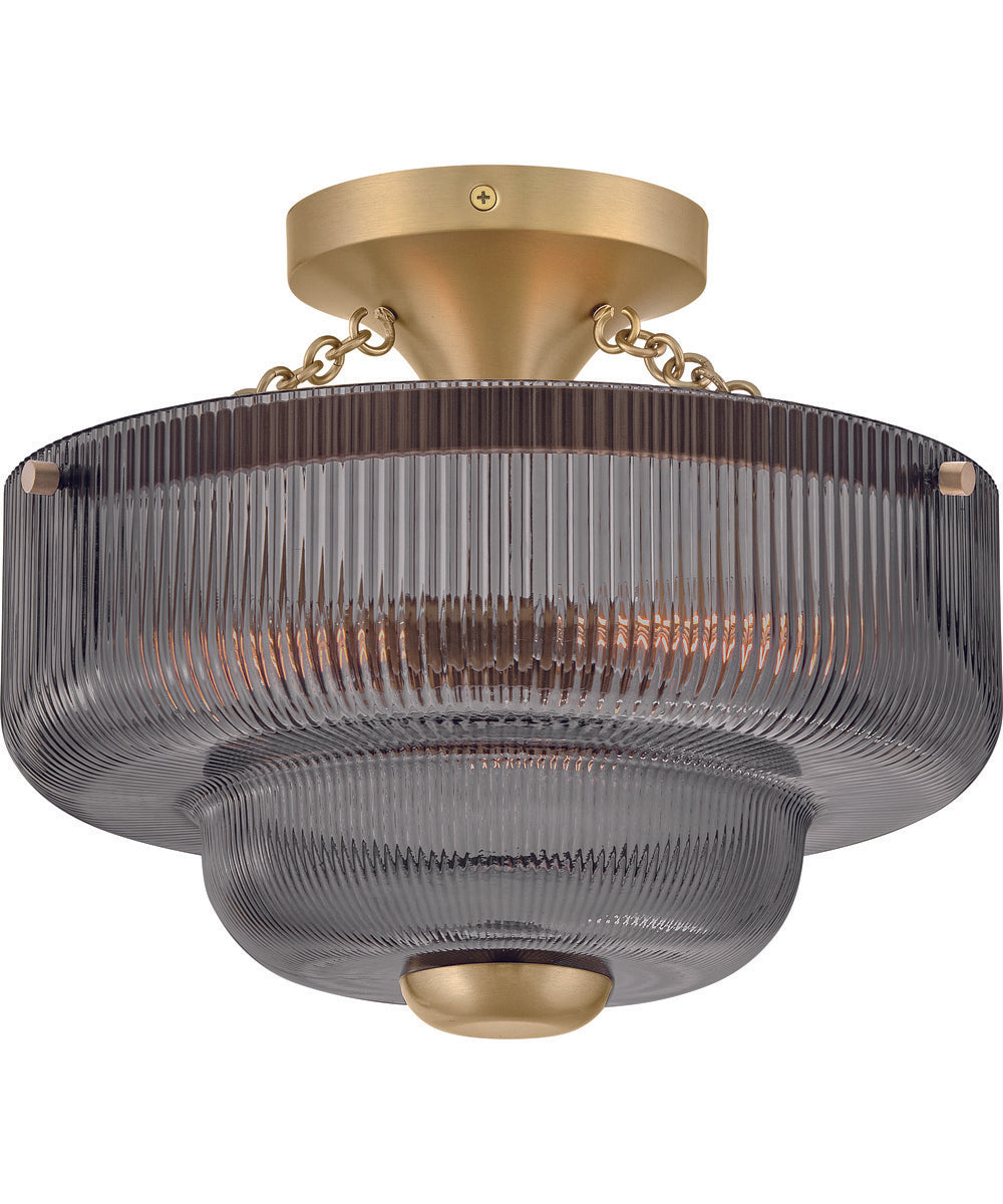 Adella 3-Light Small Semi-Flush Mount in Lacquered Brass