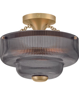 Adella 3-Light Small Semi-Flush Mount in Lacquered Brass