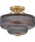 Adella 3-Light Small Semi-Flush Mount in Lacquered Brass