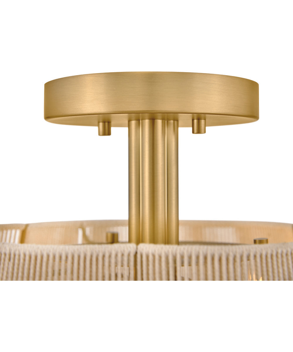 Sasha 2-Light Small Semi-Flush Mount in Lacquered Brass