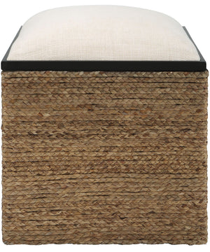 Island Square Straw Accent Stool