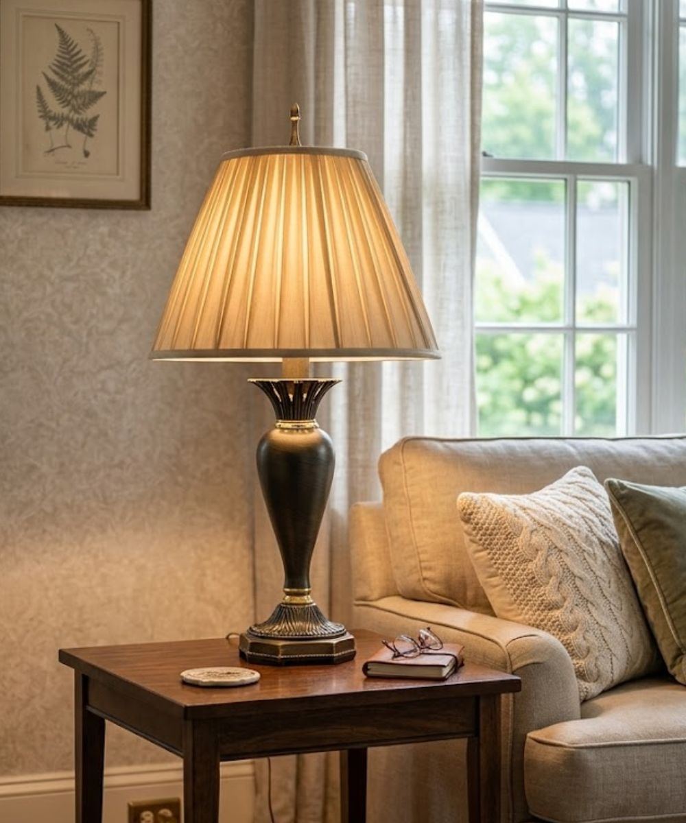 34"H 3-Way Table Lamp Roman Bronze