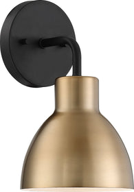 6"W Sloan 1-Light Vanity & Wall Matte Black / Burnished Brass