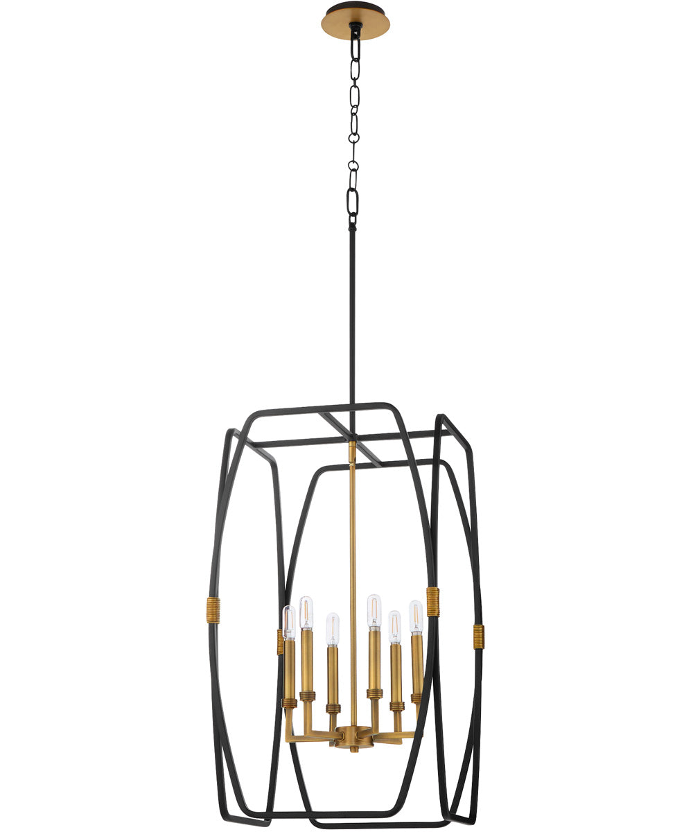Bishop 6-light Pendant Matte Black|Brushed Brass