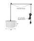 1 Light Swag Plug-In Pendant 18"w White Linen Shade, 17' Black Cord