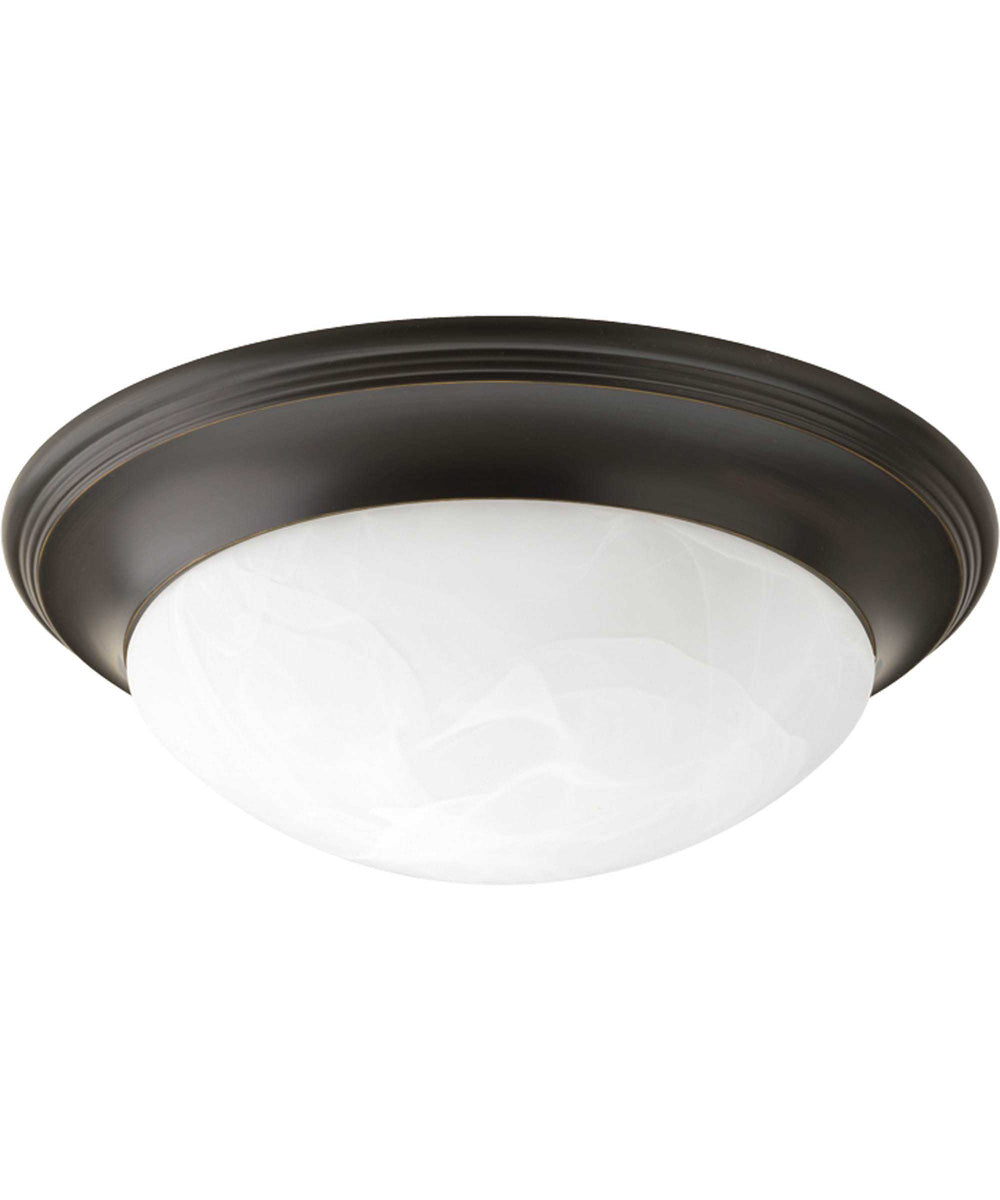 1-Light Alabaster Glass 11-1/2" Close-to-Ceiling Antique Bronze