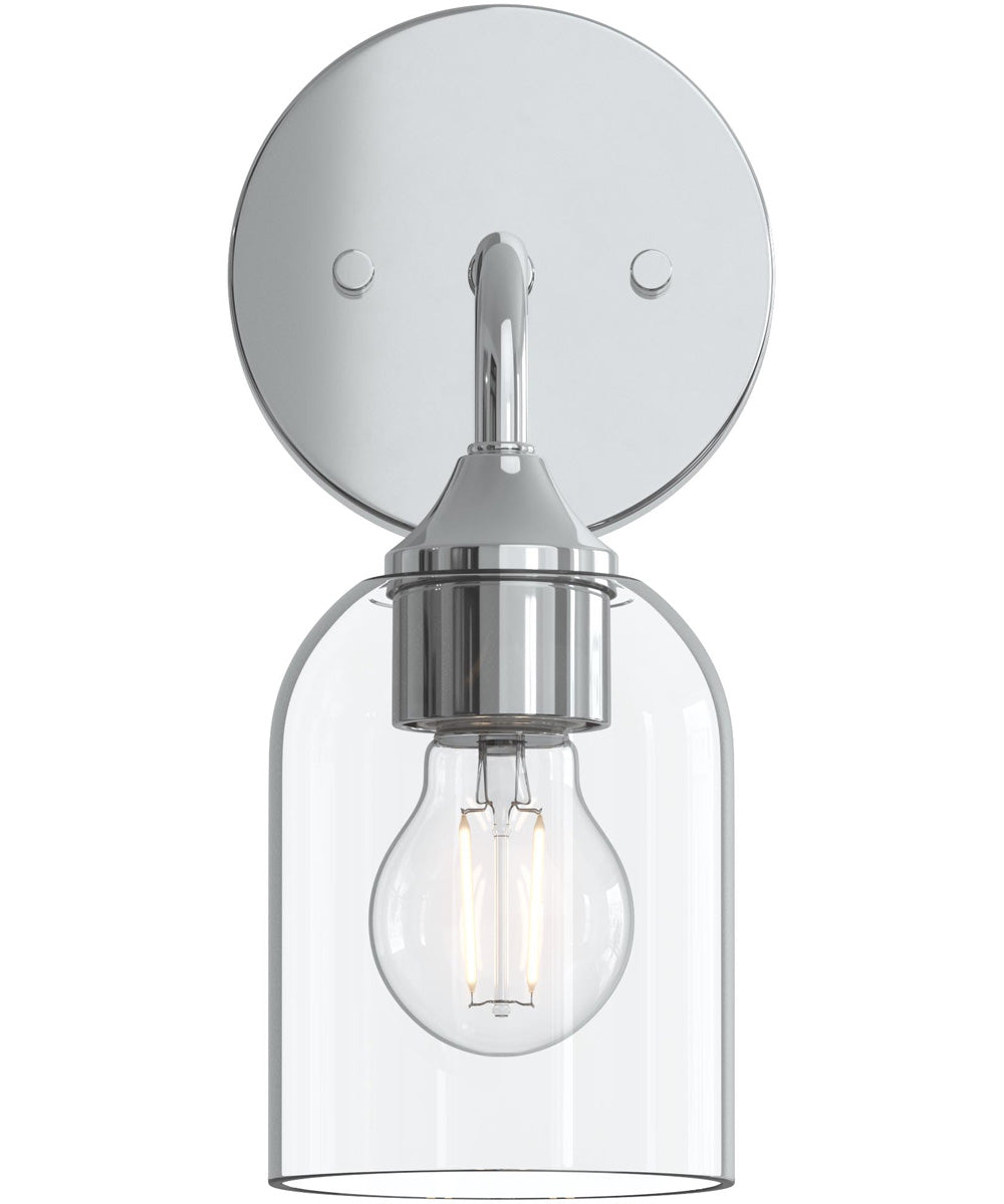 Ilia 1-Light Wall Sconce with Clear Glass Shade Polished Chrome
