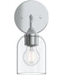 Ilia 1-Light Wall Sconce with Clear Glass Shade Polished Chrome