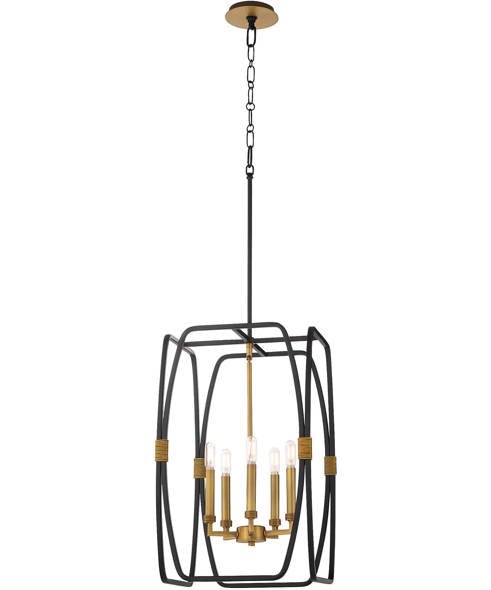 Bishop 5-light Pendant Matte Black|Brushed Brass
